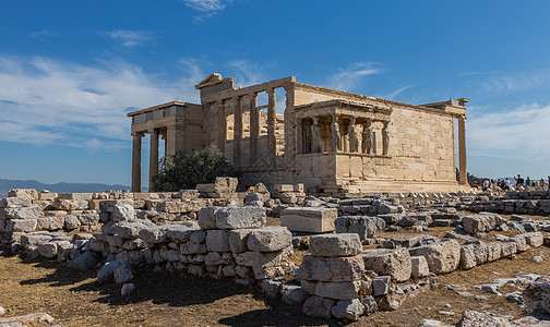 希腊雅典雅典著名旅游景点卫城圣庙背景