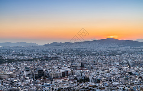 雅典日落夜景天际线图片