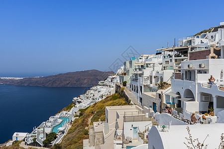 希腊海岛圣托里尼海岛上的度假酒店图片