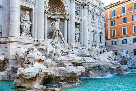 罗马著名旅游景点许愿池特雷维喷泉高清图片