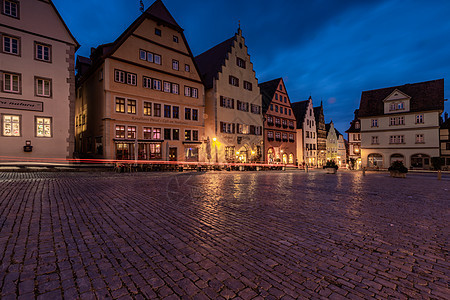 德国著名古堡之路罗腾堡城市夜景图片