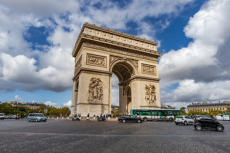 法国著名旅游景点巴黎凯旋门背景图片