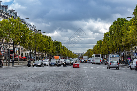 巴黎著名的香榭丽舍大道两侧梧桐树图片