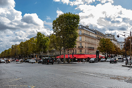 法国巴黎著名的香榭丽舍大道背景