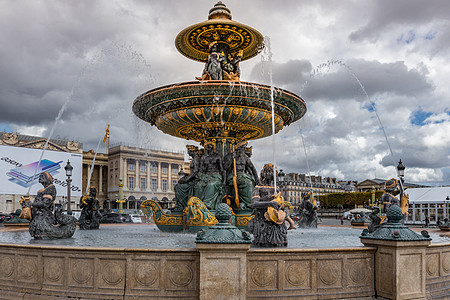 欧洲法国巴黎协和广场喷泉风光图片