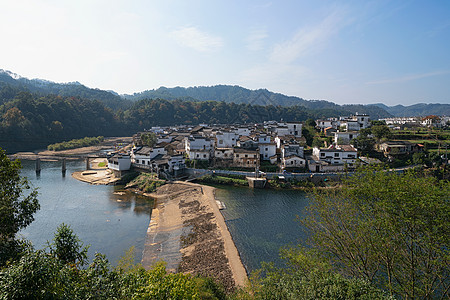 徽派村落江西上饶宏村世外桃源小村落背景