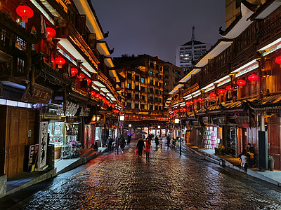 贵州都匀石板街夜景背景图片