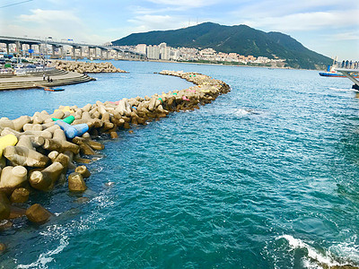 韩国釜山松岛天空步道背景图片