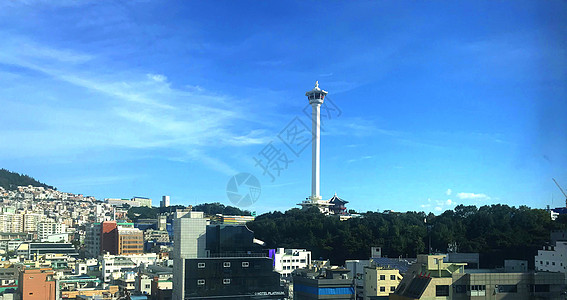 韩国海韩国釜山海云台灯塔背景