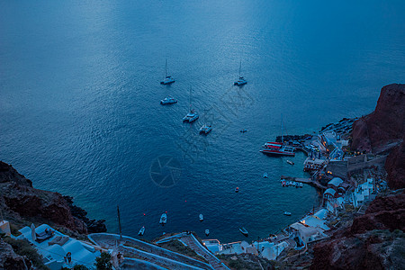 圣托里尼海湾夜色图片