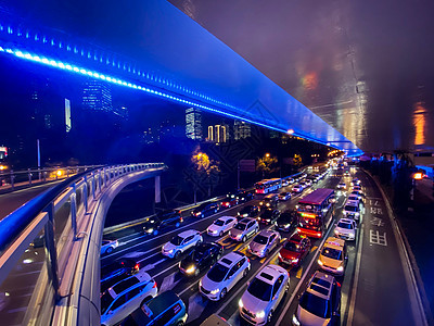 上海延安路高架车流夜景背景图片