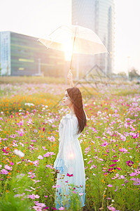 少女与花花海少女清新背影背景