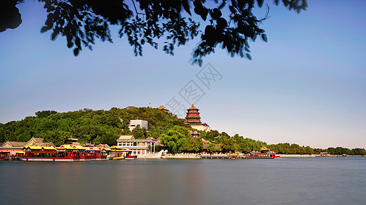 北京全景图北京颐和园湖泊背景