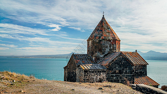 亚美尼亚塞凡湖湖边修道院高清图片