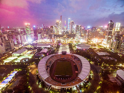 航拍夜景广州珠江新城中轴线航拍背景