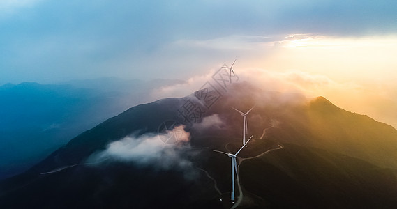 河源缺牙山风力发电背景图片