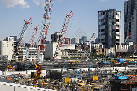 2020东京运动会运动村建设工地背景图片
