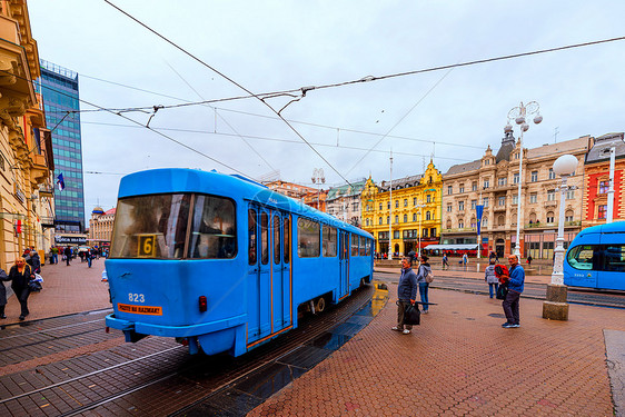 欧洲克罗地亚萨格勒布市电车图片