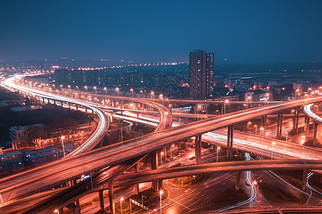 南京立交桥车流夜景图片