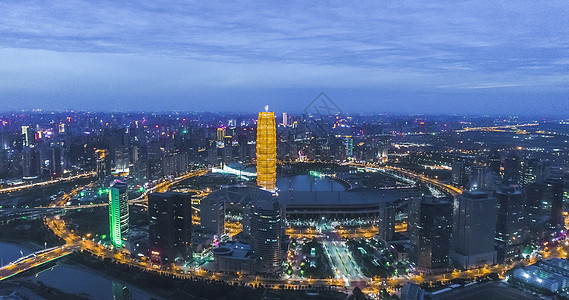 郑州城市河南郑州郑东新区夜景背景
