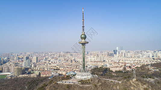 高楼远景青岛城市电视塔背景