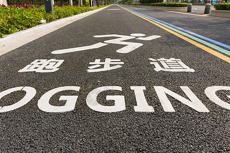 人车分流小区公园户外人行跑步道背景