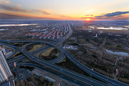 道路俯视黑龙江省大庆市俯视图背景