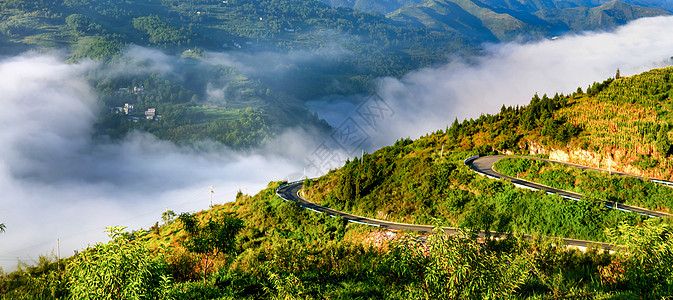 春天马路弯弯山路背景