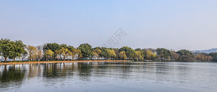 苏堤春晓杭州西湖苏堤侧影背景