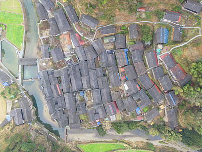 航拍湖南湘西传统古村落古建筑图片