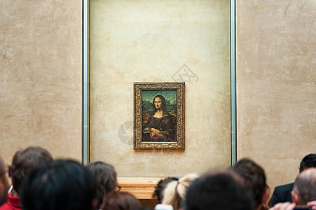 世界博物馆法国巴黎卢浮宫博物馆的油画《蒙娜丽莎》背景