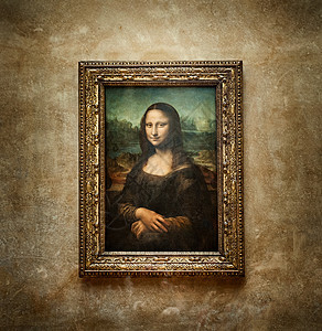 法国巴黎卢浮宫博物馆的油画《蒙娜丽莎》背景图片
