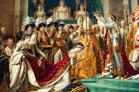 法国巴黎卢浮宫博物馆的油画拿破仑一世皇帝的加冕礼图片