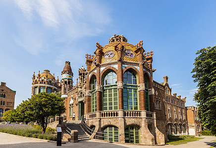 巴塞罗那著名景点圣保罗医院外观背景图片