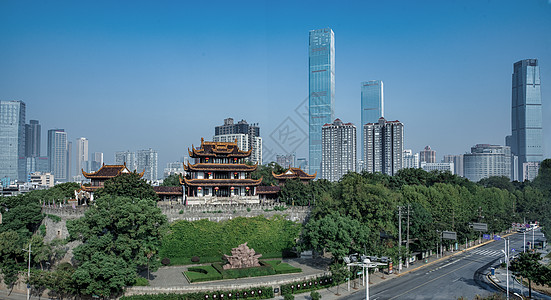 长沙旅游湖南长沙天心阁白天全景背景