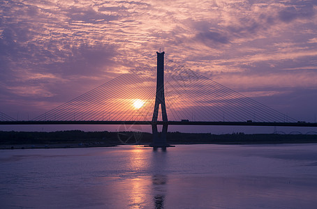 山东济南建邦黄河大桥夕阳图片