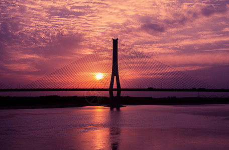 山东济南建邦黄河大桥夕阳图片