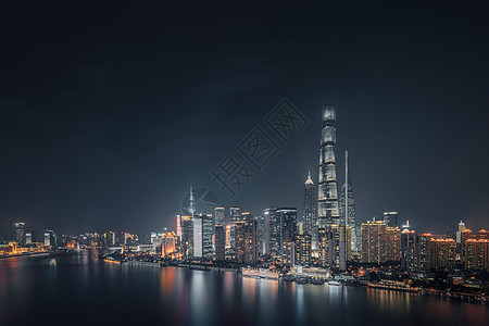 黑金风格上海陆家嘴夜景灯光背景