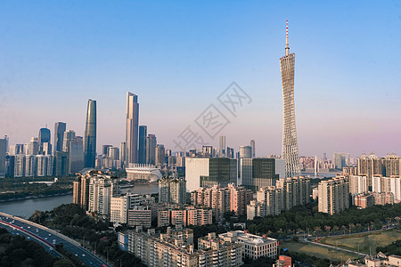 珠江新城西塔广州珠江新城三塔建筑风光背景