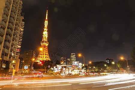 东京地标东京塔夜景图片