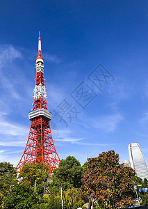 东京地标东京塔远景背景图片