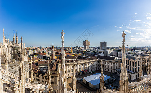 意大利米兰俯瞰米兰城市天际线背景