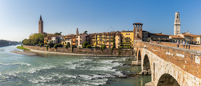 欧洲小镇维罗纳意大利维罗纳老城区全景图背景