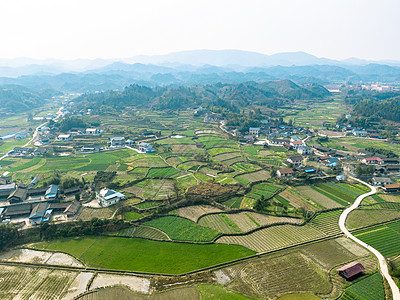 航拍湖南怀化田园风光图片