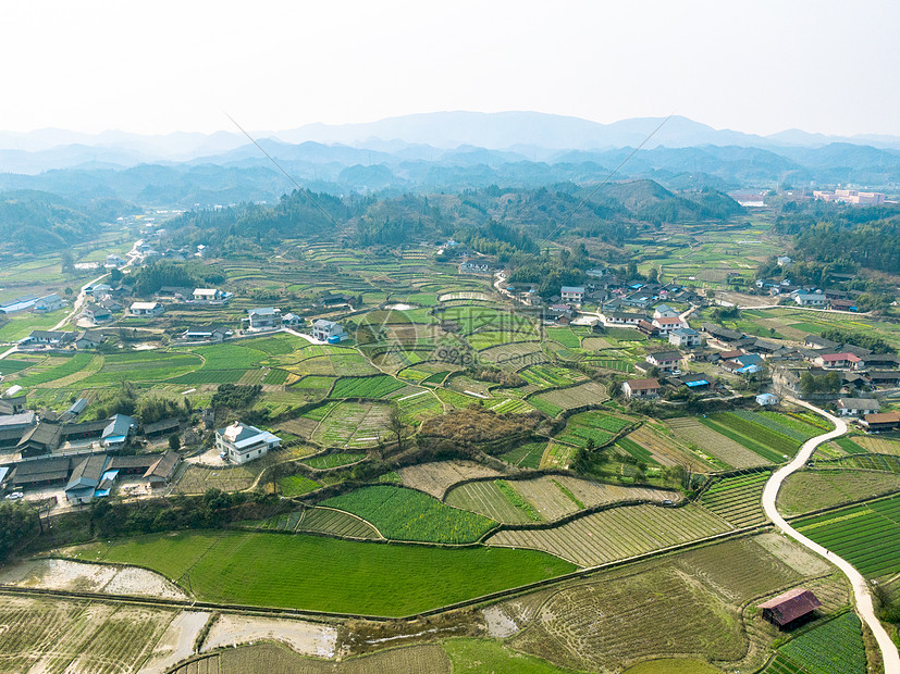 航拍湖南怀化田园风光图片