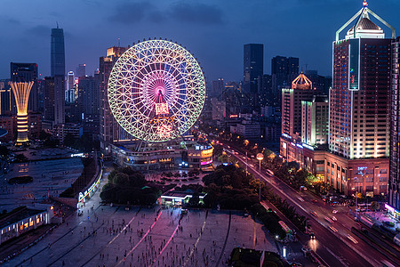 长沙贺龙体育场摩天轮夜景背景图片