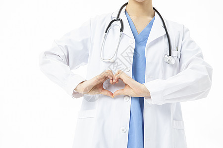 爱心医疗女性医生比爱心背景