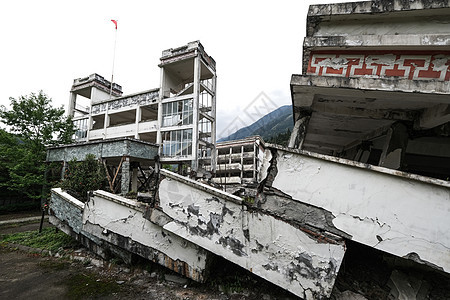 四川阿坝州汶川县映秀镇大地震遗址背景图片