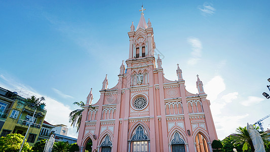 岘港巴拿山越南岘港网红粉红教堂背景