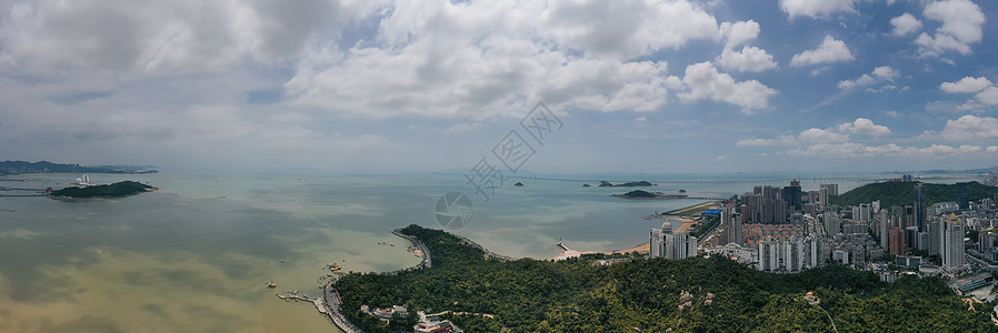 珠港澳大桥俯瞰广东珠海海景沙滩海岸线全景长片背景